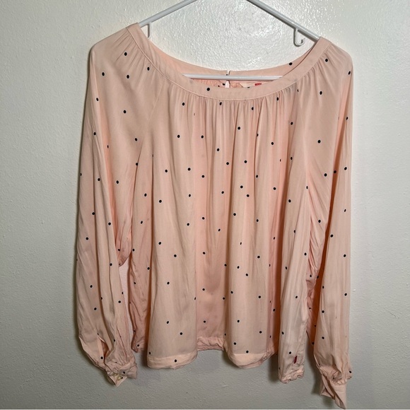 Levi’s Blouse Light Pink Black Polka Dots Long Sleeve L - Picture 3 of 12